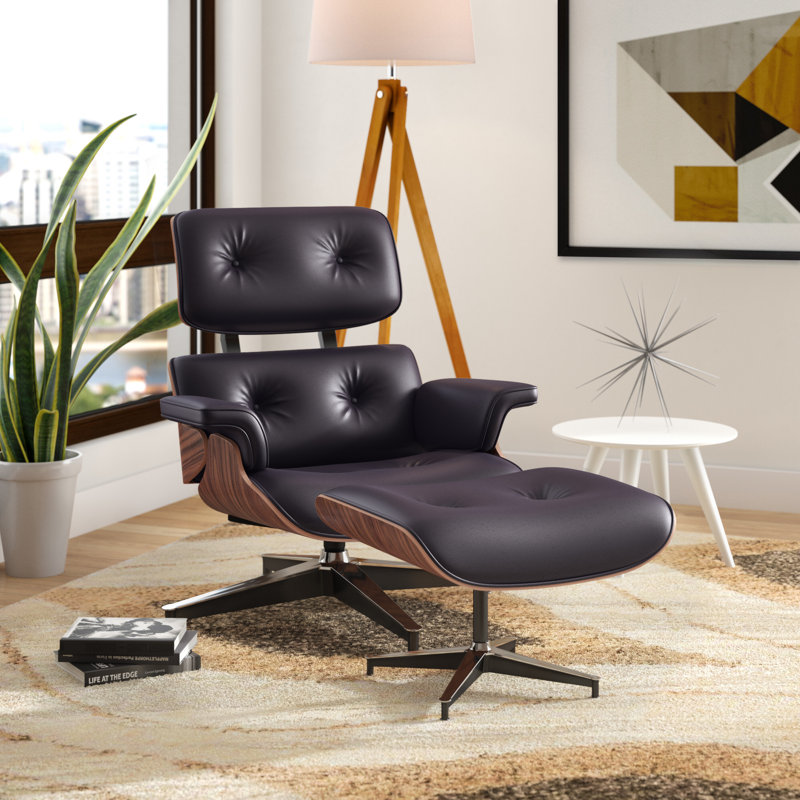 Corrigan Studio® Lydd Genuine Leather Recliner with Ottoman & Reviews